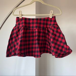 Red and black plaid flannel mini skirt